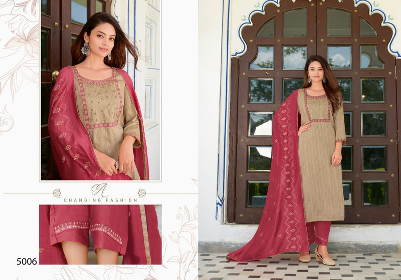 Hariyaali Srivalli Vol 5 Viscose Beautiful Embroidery Designer Kurti Combo Set