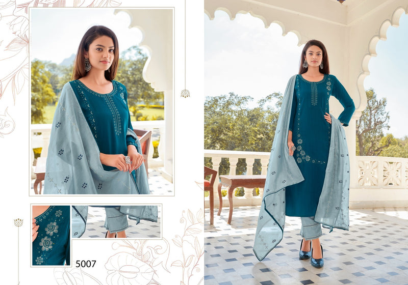 Hariyaali Srivalli Vol 5 Viscose Beautiful Embroidery Designer Kurti Combo Set