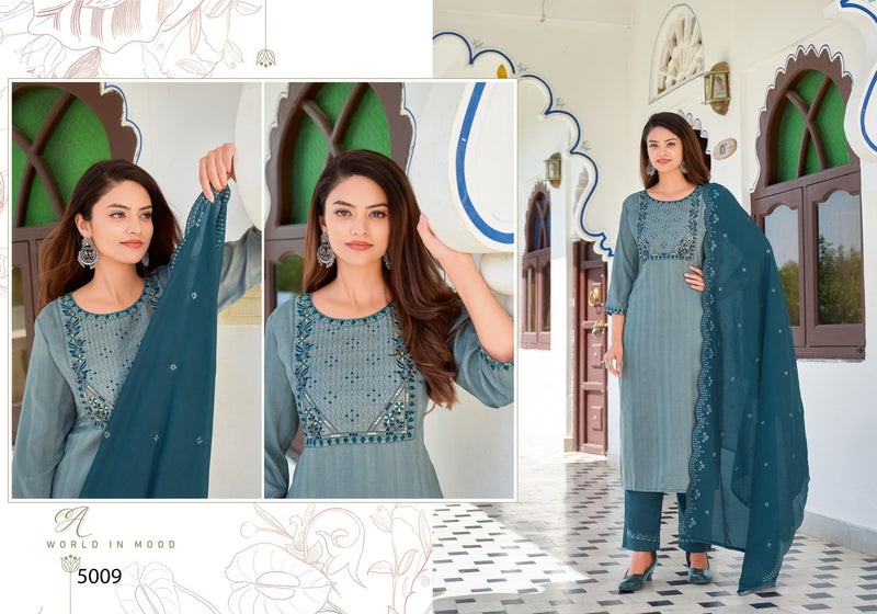 Hariyaali Srivalli Vol 5 Viscose Beautiful Embroidery Designer Kurti Combo Set