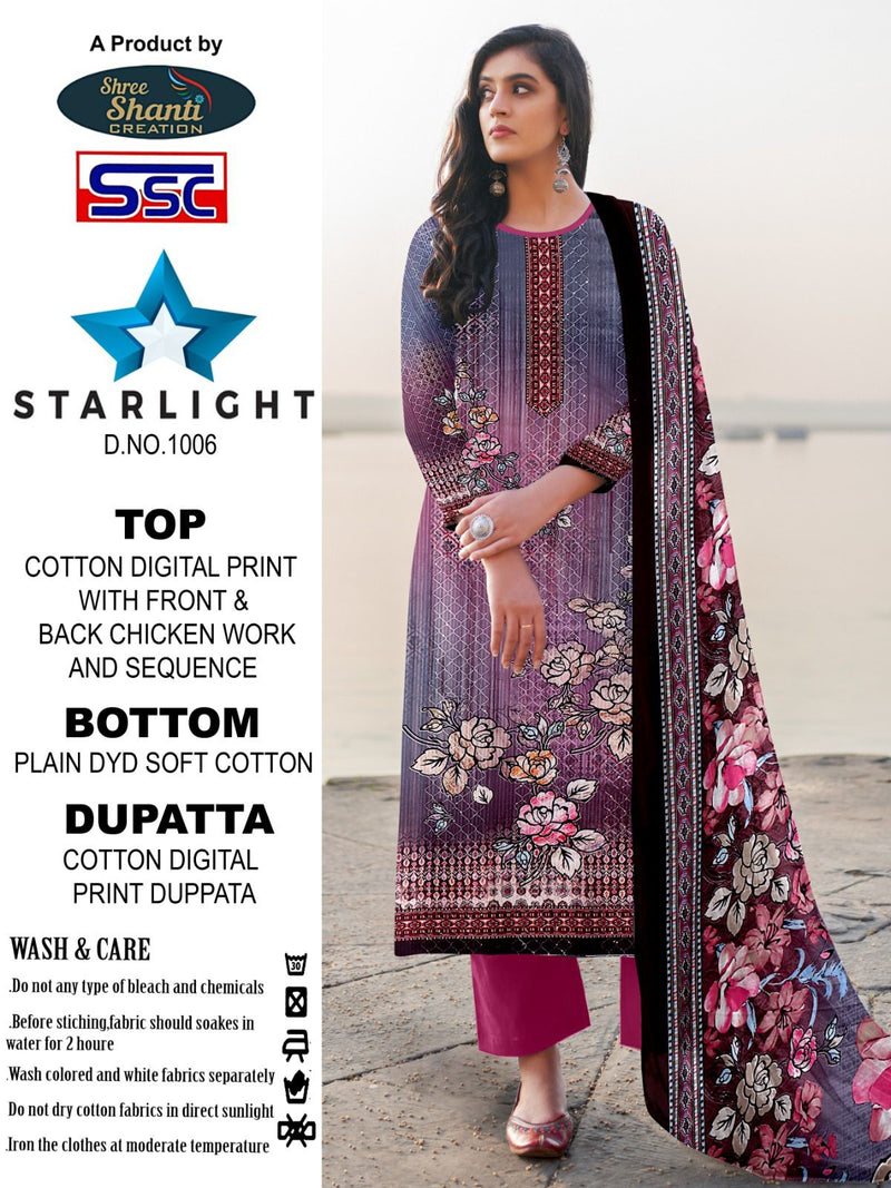 Ssc Creation Starlight Cotton Digital Print Fancy Sequence Designer Suits