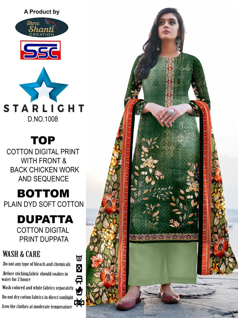 Ssc Creation Starlight Cotton Digital Print Fancy Sequence Designer Suits