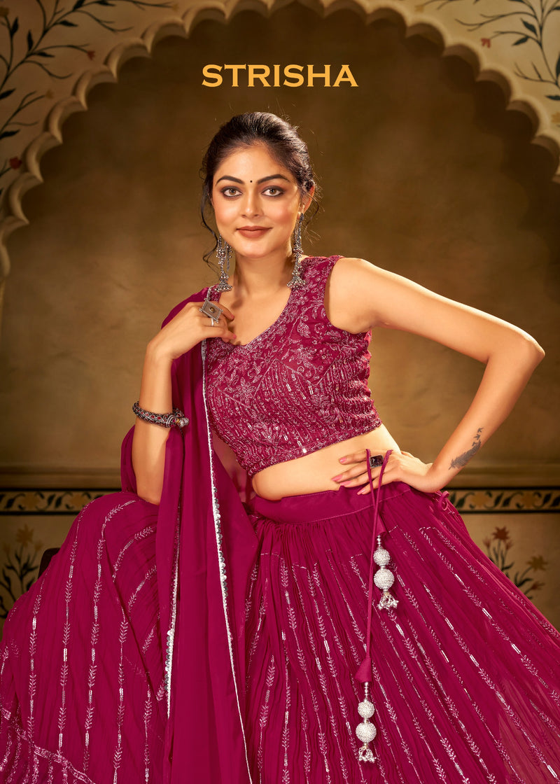 Mf Strisha Georgette With Heavy Embroidery Work Lehngas Choli Collection