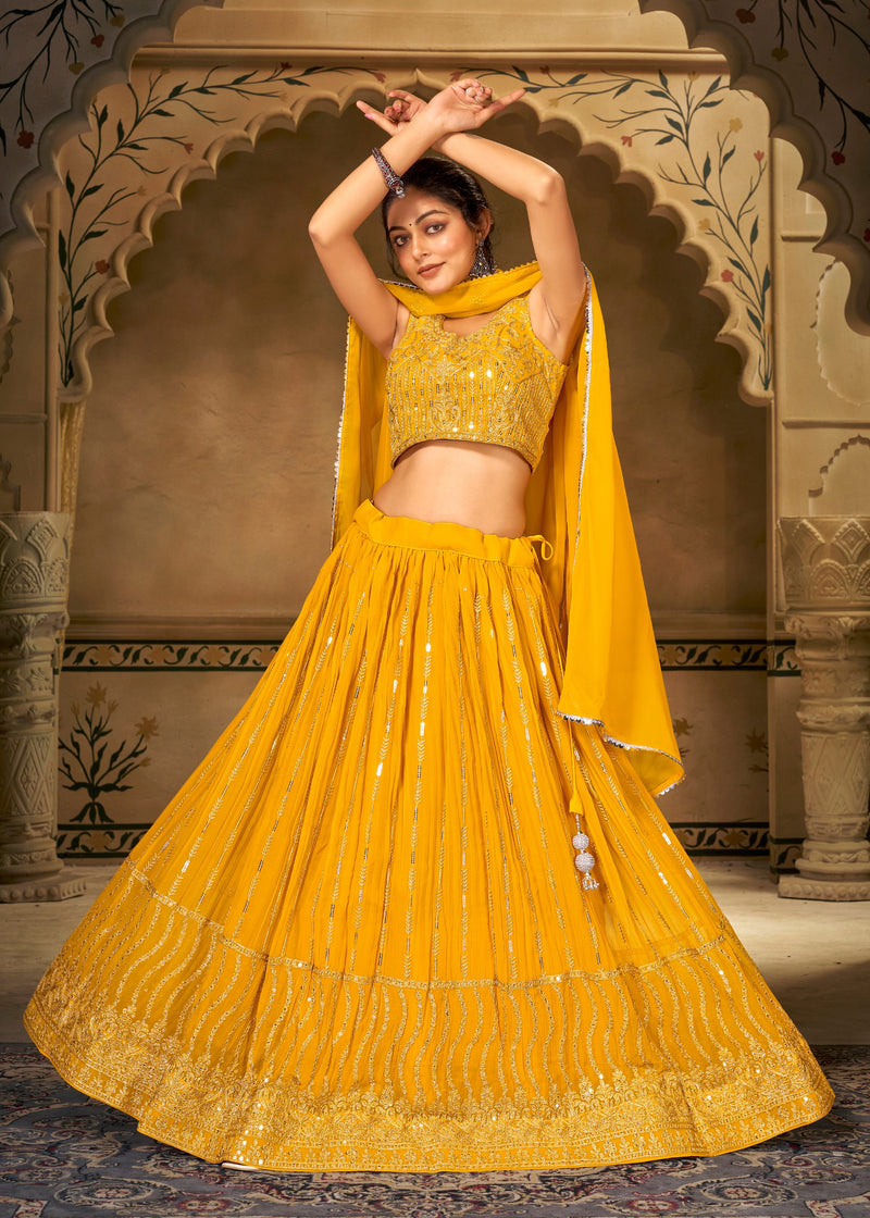 Mf Strisha Georgette With Heavy Embroidery Work Lehngas Choli Collection