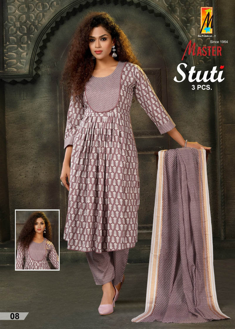 Master Stuti Rayon Printed Fabric Naira Style Kurti Bottom & Dupatta Collection
