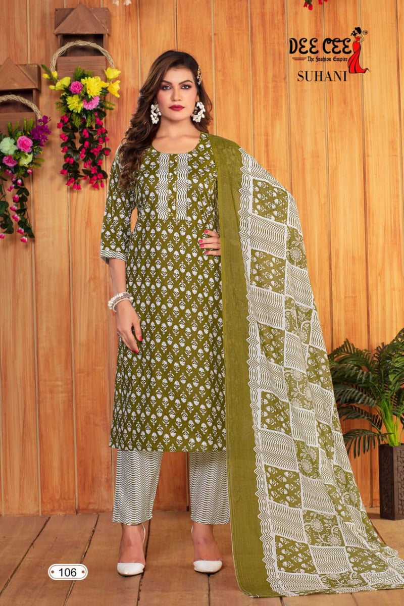 Deecee Suhani Cambric Cotton Printed Kurti With Bottom & Dupatta