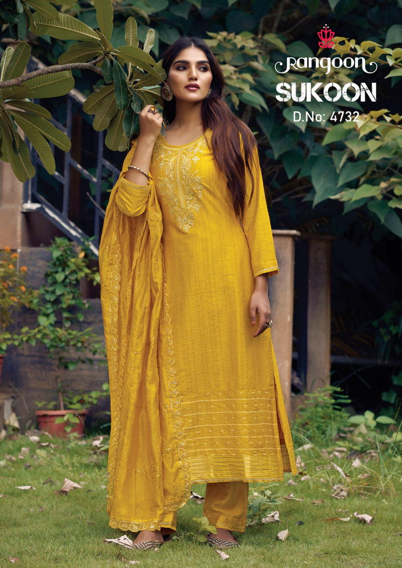 Rangoon Sukoon Jacquard Fancy Embroidery Work Designer Kurti Collection