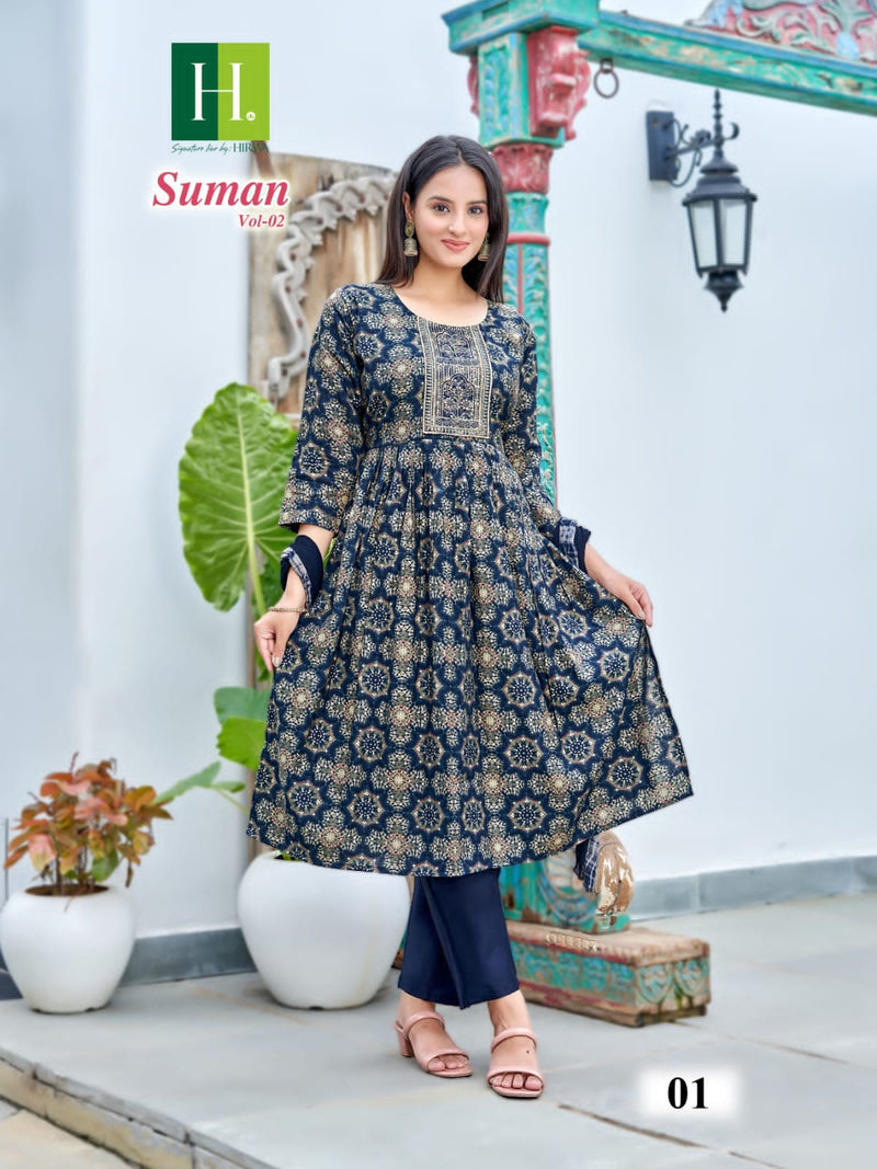Hirwa Suman Vol 2 Modal Embroidery Work Fancy Pakistani Kurtis