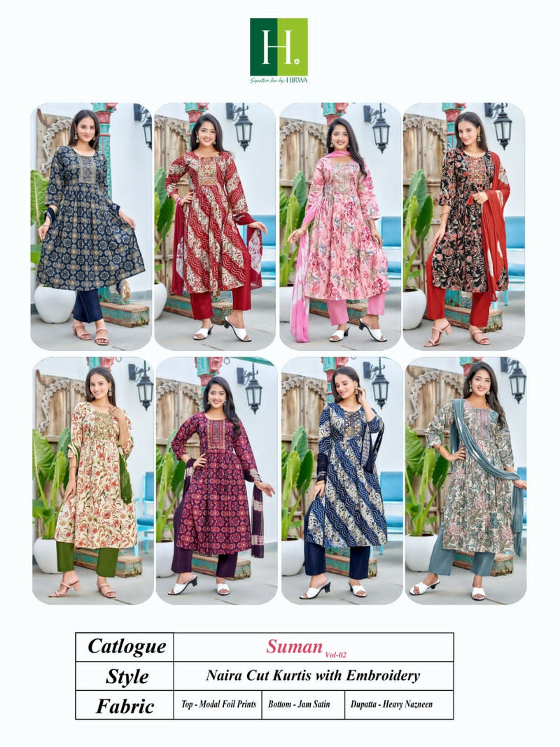 Hirwa Suman Vol 2 Modal Embroidery Work Fancy Pakistani Kurtis