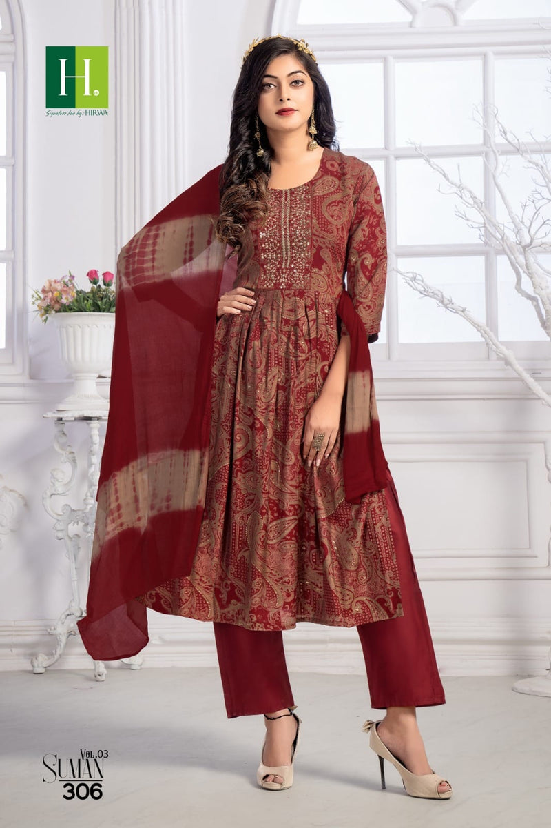 Hirwa Suman Vol 3 Modal Foil Printed Casual Wear Kurti Collection