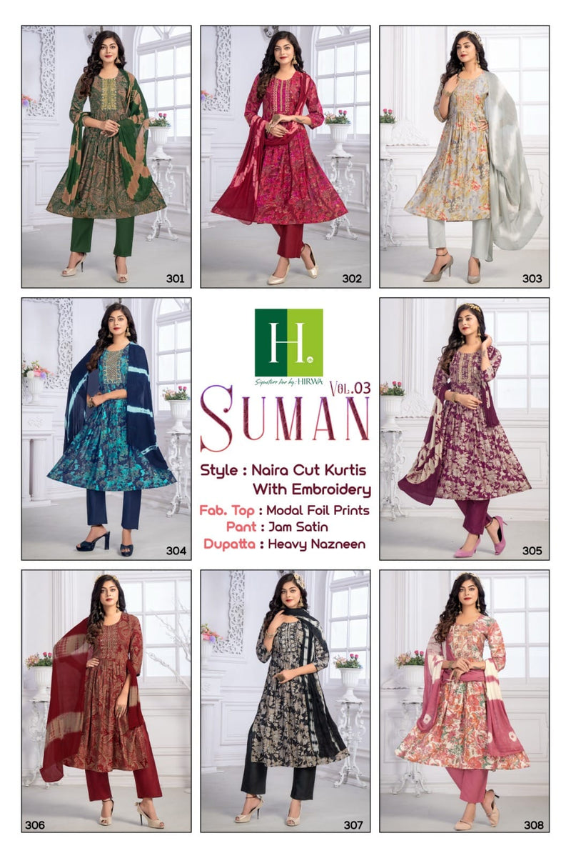 Hirwa Suman Vol 3 Modal Foil Printed Casual Wear Kurti Collection