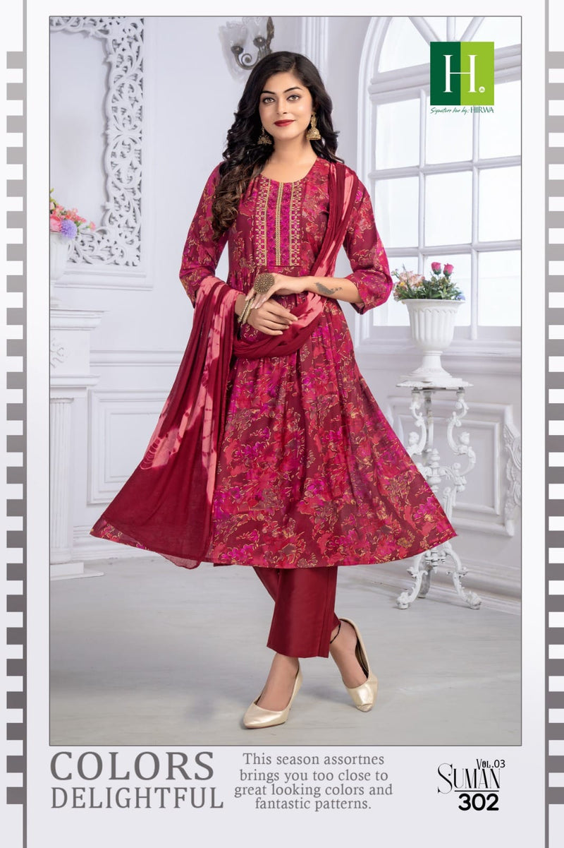 Hirwa Suman Vol 3 Modal Foil Printed Casual Wear Kurti Collection