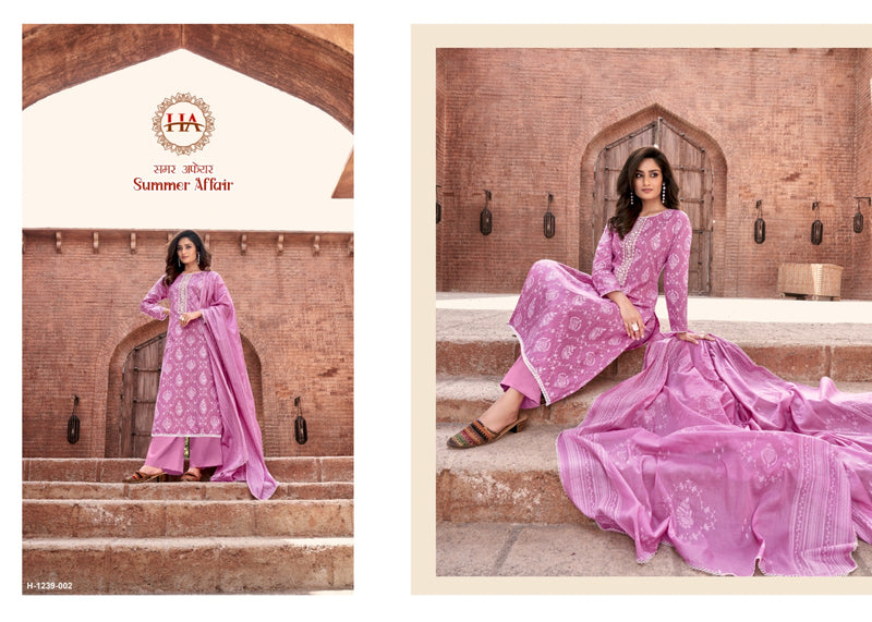 Harshit Fashion Hub Summer Affair Cambric Designer Printed Fancy Neck Embroidery Partywear Salwar Kameez