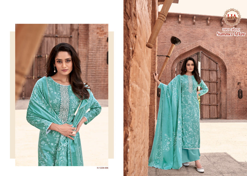 Harshit Fashion Hub Summer Affair Cambric Designer Printed Fancy Neck Embroidery Partywear Salwar Kameez