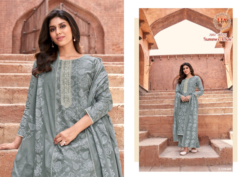 Harshit Fashion Hub Summer Affair Cambric Designer Printed Fancy Neck Embroidery Partywear Salwar Kameez