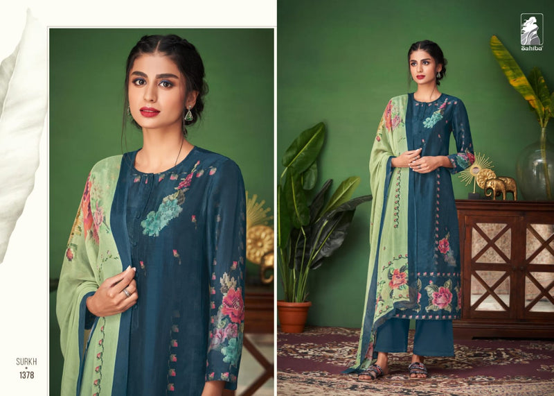 Sahiba Surkh Pure Lawn Cotton Digital Print With Hand Work Designer Fancy Suits