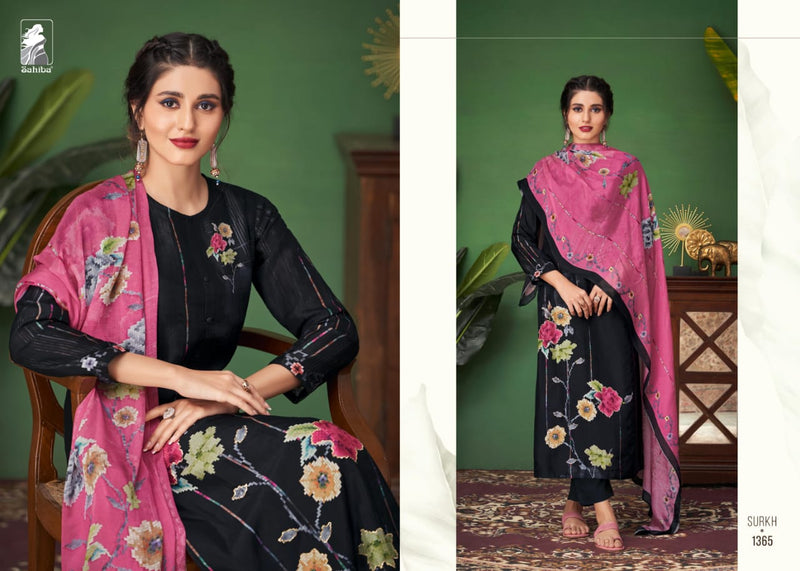 Sahiba Surkh Pure Lawn Cotton Digital Print With Hand Work Designer Fancy Suits