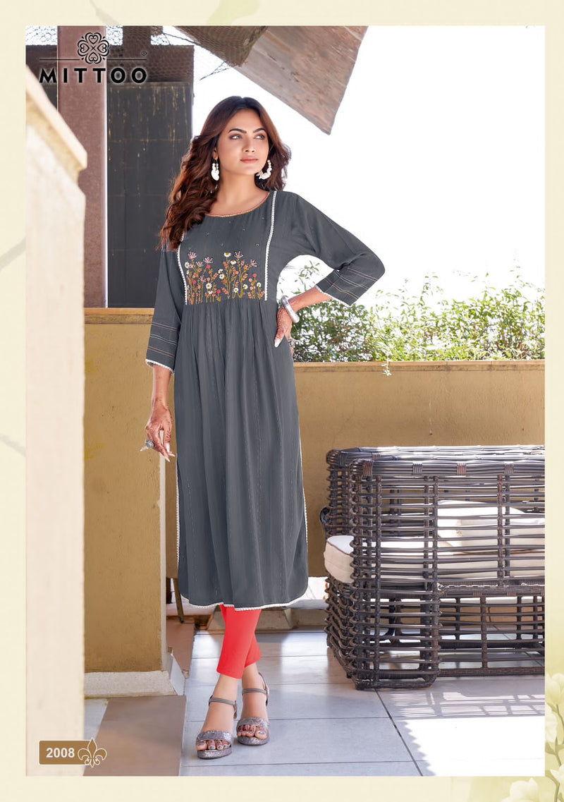 Mittoo Swagat Vol 2 Rayon With Naira Style Readymade Kurtis Collection