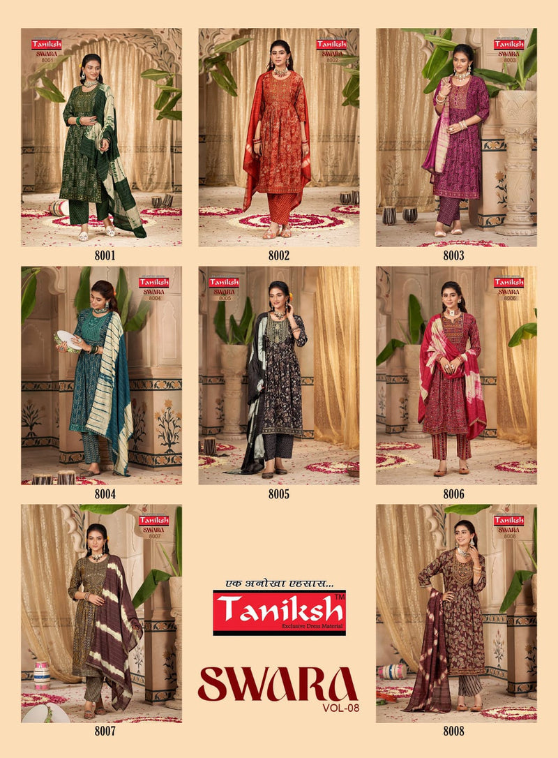 Taniksh Brand Swara Vol 8 Rayon With Sikvans Embroidery Kurtis