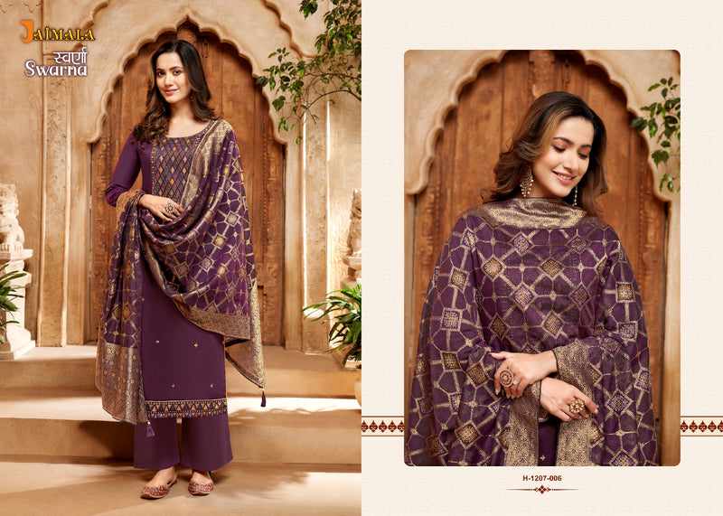 Alok Suits Jaimala Swarna Jam Cotton Fancy Embroidery Swarovski Diamond Work Designer Partywear Salwar Suits