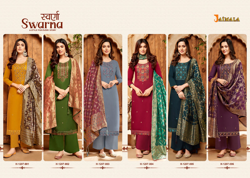 Alok Suits Jaimala Swarna Jam Cotton Fancy Embroidery Swarovski Diamond Work Designer Partywear Salwar Suits