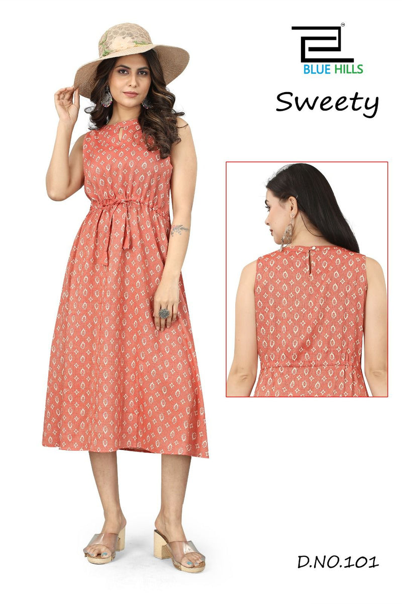 Blue Hills Sweety Rayon Prints Fancy Causal Wear Kurtis