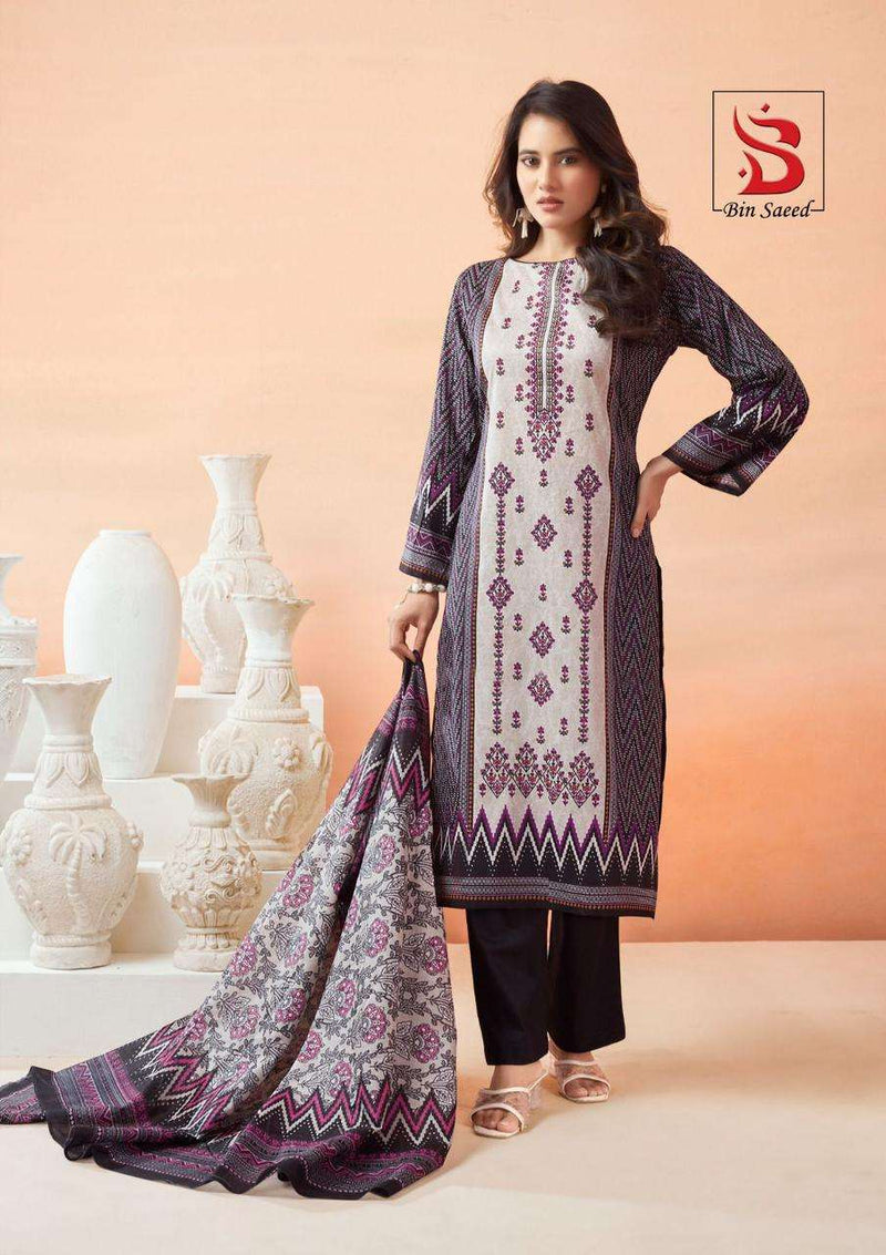 Saanvi Trends Bin Saeed Mahnoor Vol 6 Lawn Cotton Fancu Designer Daily Wear Salwar Kameez