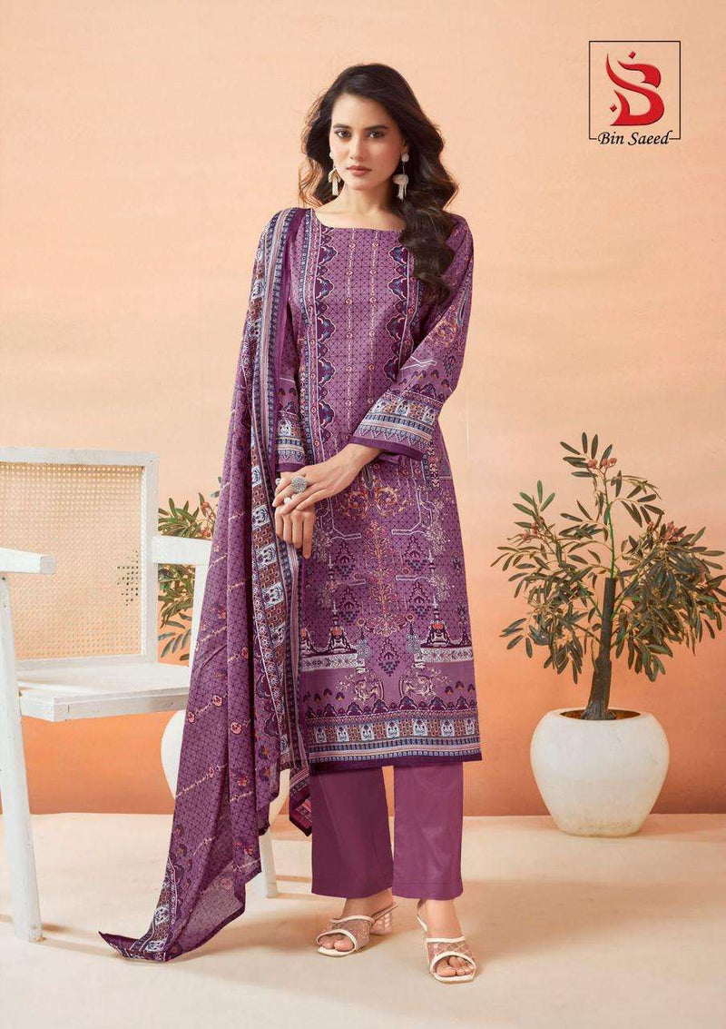 Saanvi Trends Bin Saeed Mahnoor Vol 6 Lawn Cotton Fancu Designer Daily Wear Salwar Kameez