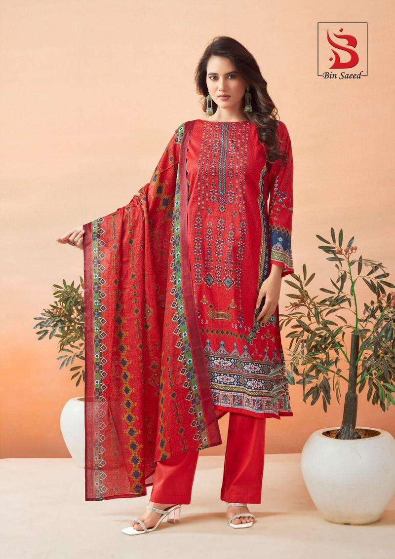 Saanvi Trends Bin Saeed Mahnoor Vol 6 Lawn Cotton Fancu Designer Daily Wear Salwar Kameez