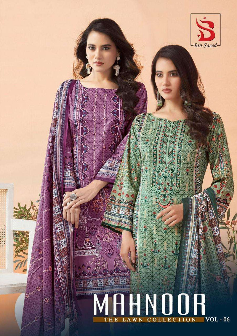 Saanvi Trends Bin Saeed Mahnoor Vol 6 Lawn Cotton Fancu Designer Daily Wear Salwar Kameez