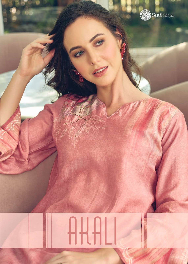 Sadhana Fashion Akali Muslin Silk Digital Print With Heavy Embroidery Work Salwar Kameez