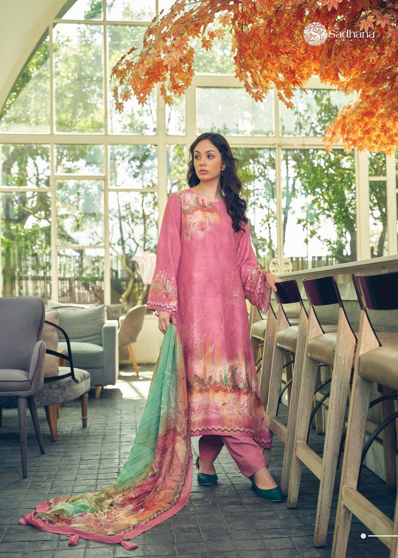 Sadhana Fashion Akali Muslin Silk Digital Print With Heavy Embroidery Work Salwar Kameez