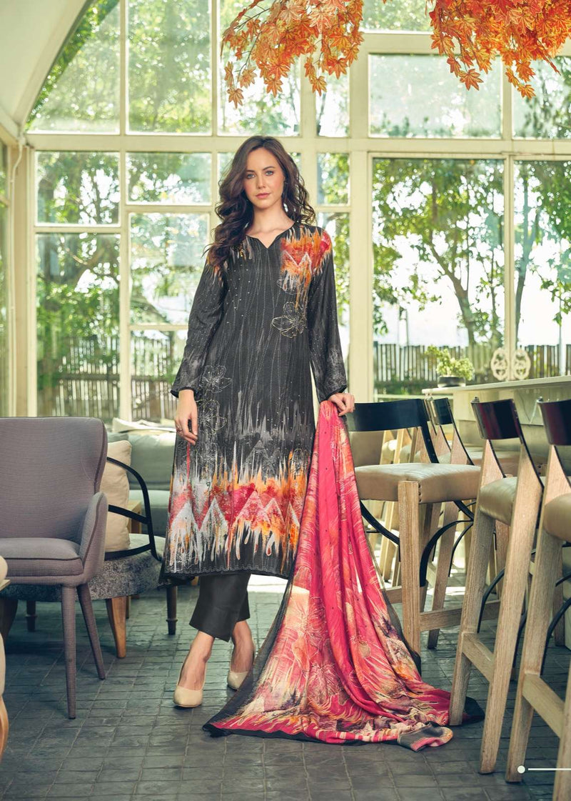 Sadhana Fashion Akali Muslin Silk Digital Print With Heavy Embroidery Work Salwar Kameez