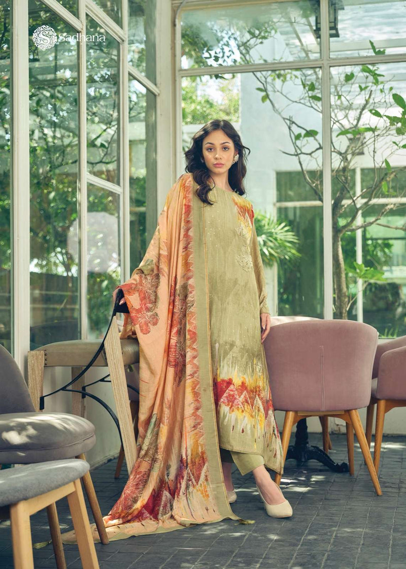 Sadhana Fashion Akali Muslin Silk Digital Print With Heavy Embroidery Work Salwar Kameez