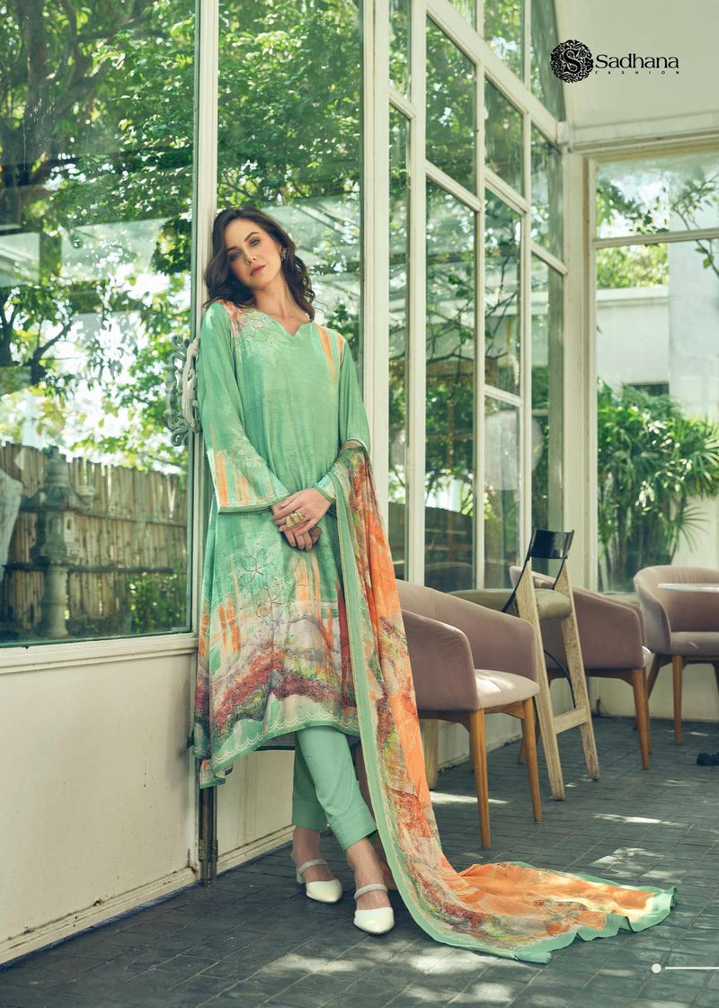 Sadhana Fashion Akali Muslin Silk Digital Print With Heavy Embroidery Work Salwar Kameez
