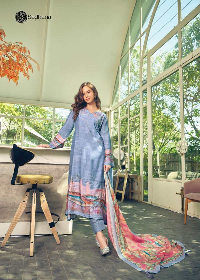 Sadhana Fashion Akali Muslin Silk Digital Print With Heavy Embroidery Work Salwar Kameez