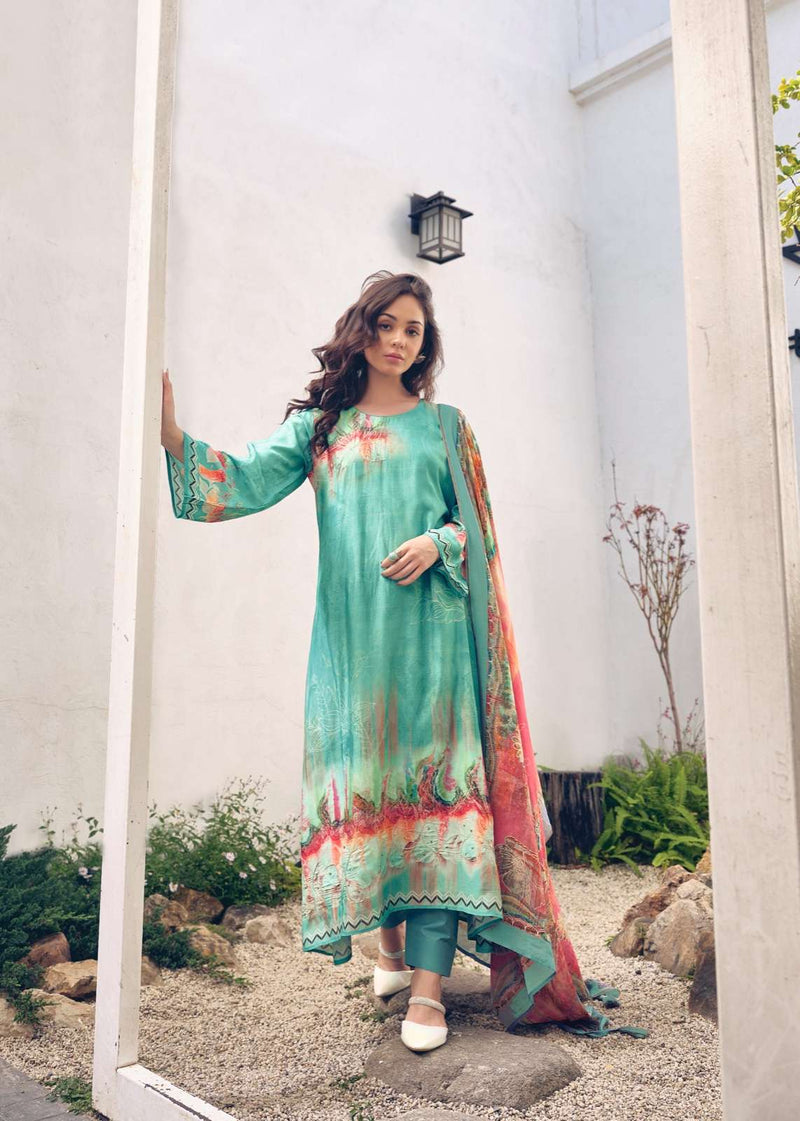 Sadhana Fashion Akali Muslin Silk Digital Print With Heavy Embroidery Work Salwar Kameez