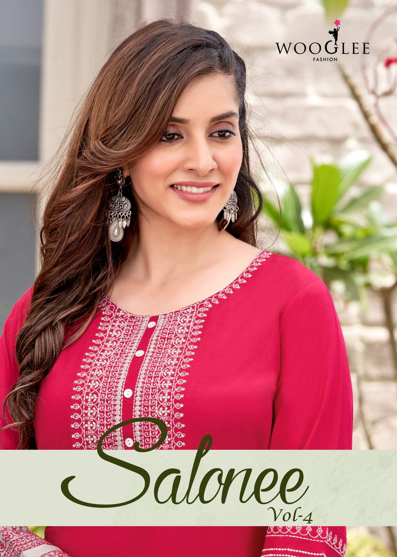 Wooglee Salonee Vol 4 Rayon Fancy Designer Kurtis