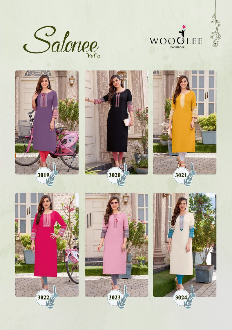 Wooglee Salonee Vol 4 Rayon Fancy Designer Kurtis