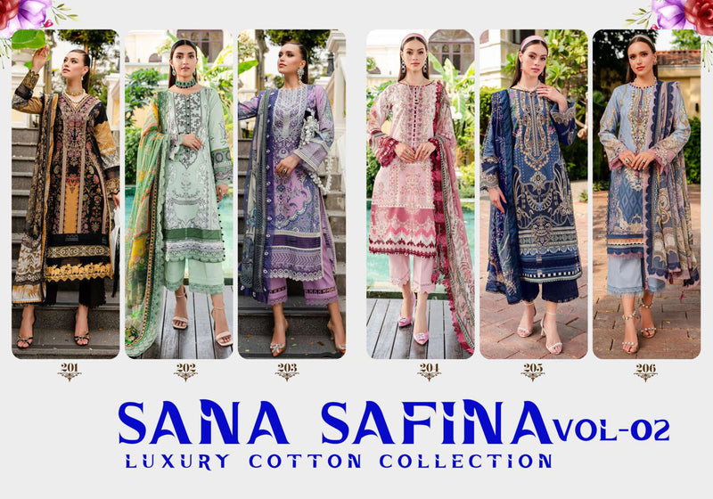 Sana Safina Vol 2 Cotton Digital Karachi Print Partywear Salwar Suit