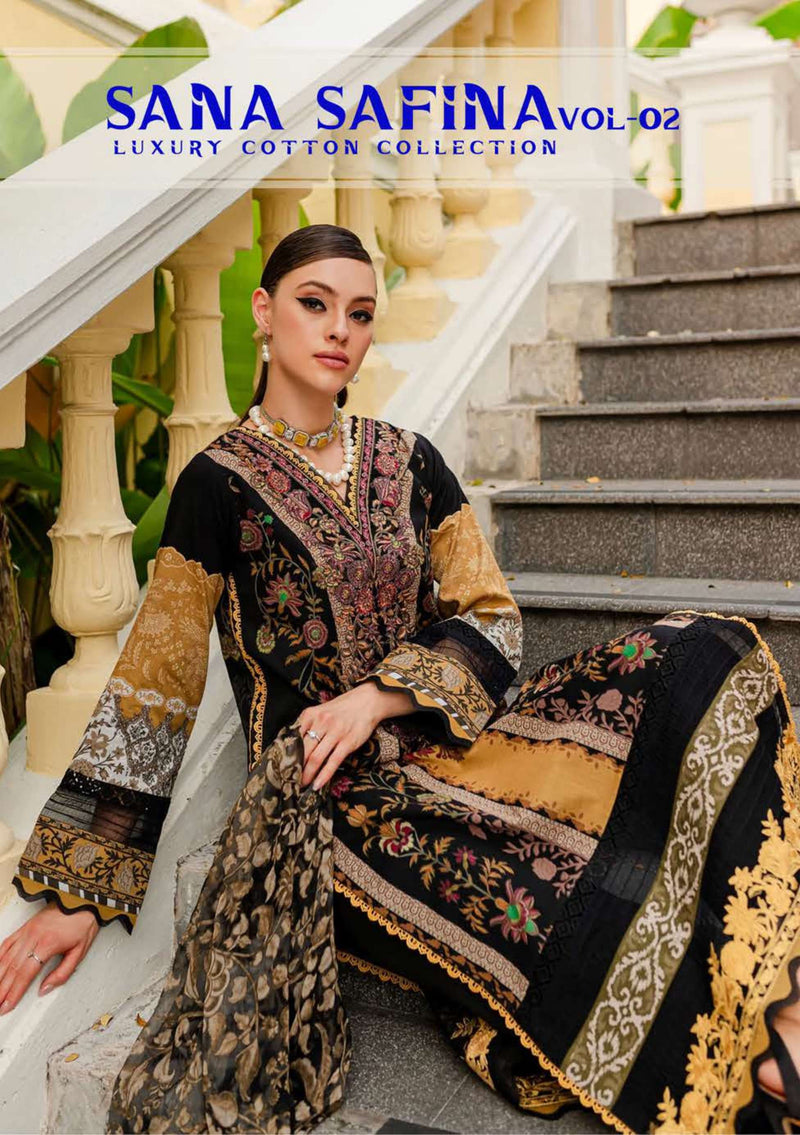 Sana Safina Vol 2 Cotton Digital Karachi Print Partywear Salwar Suit