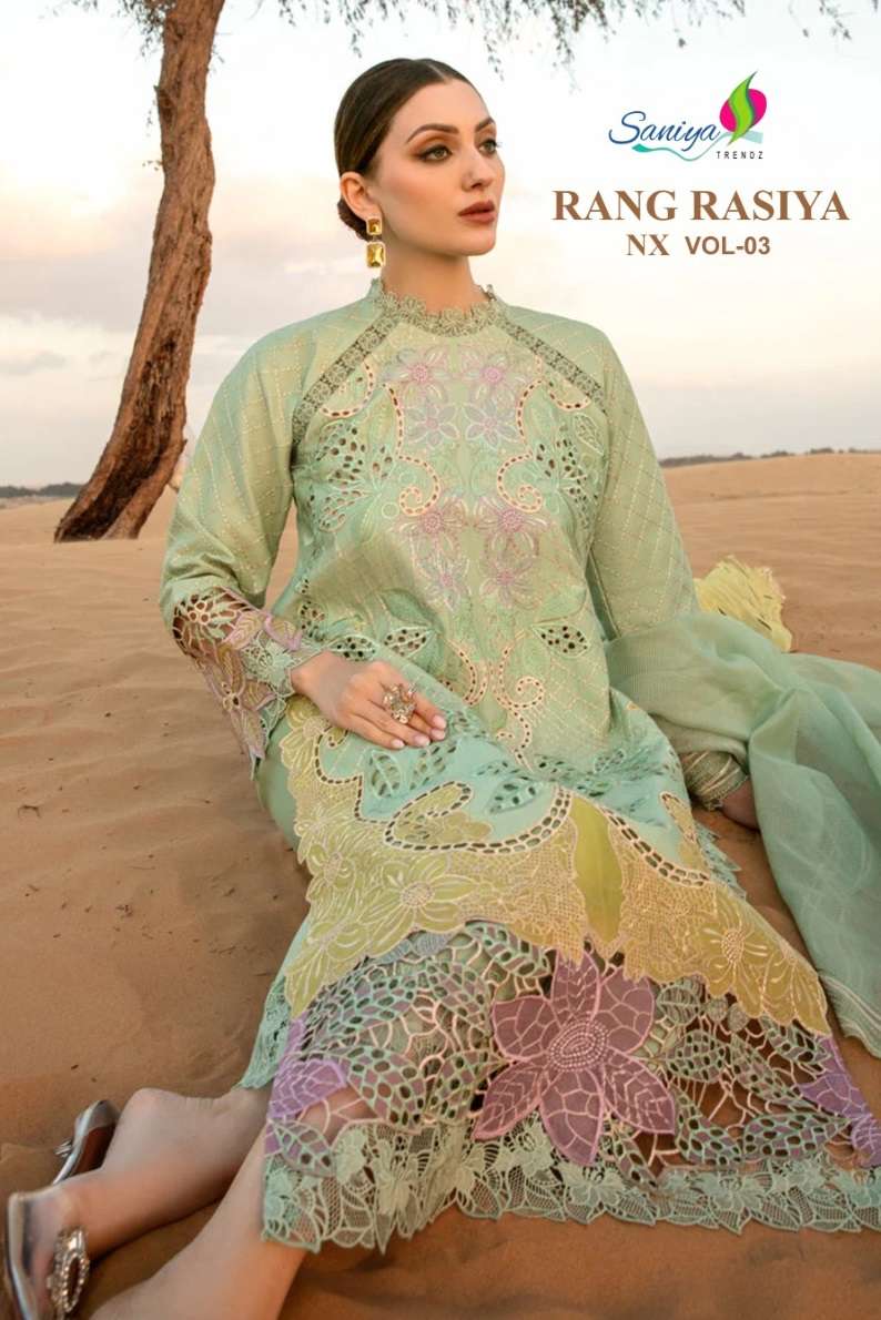 Saniya Trendz Rang rasiya Vol 3 Nx Chikankari Embroidered Salwar Kameez