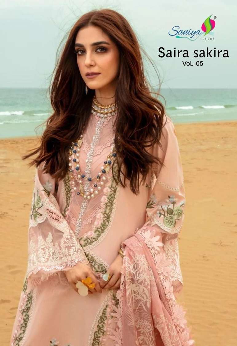 Saniya Trendz Saira Sakira Vol 5 Cotton Embrodery Designer Partywear  Salwar Suit