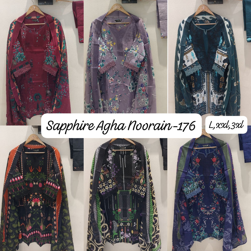 Sapphire Agha Noorain N 176 Pure Lawn Printed Fancy Pret Kurti