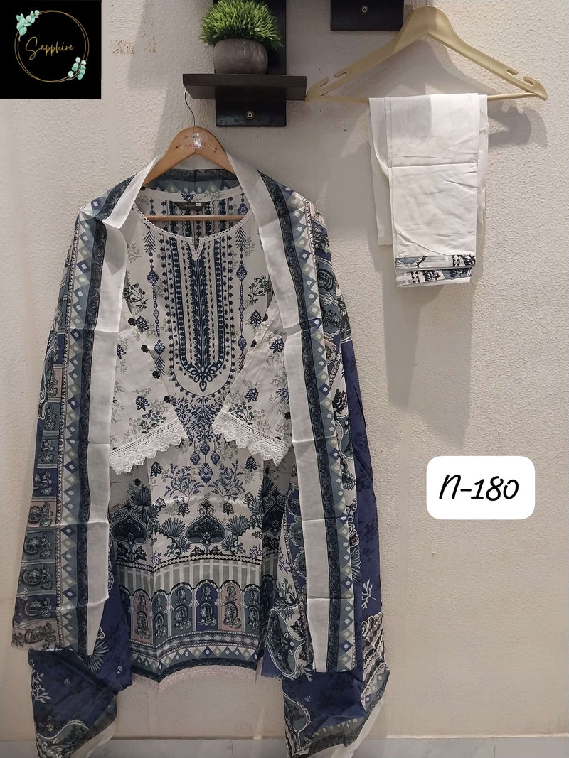 Sapphire Agha Noorain N 180 Pure Lawn Printed Fancy Pret Kurti