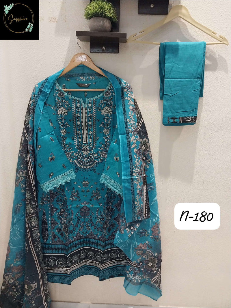 Sapphire Agha Noorain N 180 Pure Lawn Printed Fancy Pret Kurti