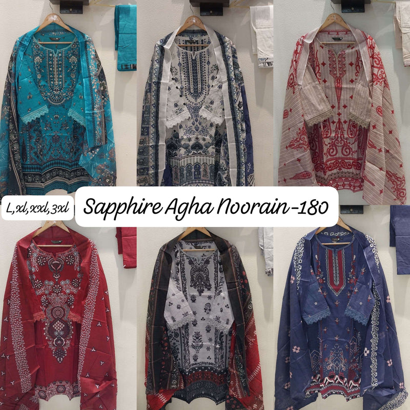 Sapphire Agha Noorain N 180 Pure Lawn Printed Fancy Pret Kurti