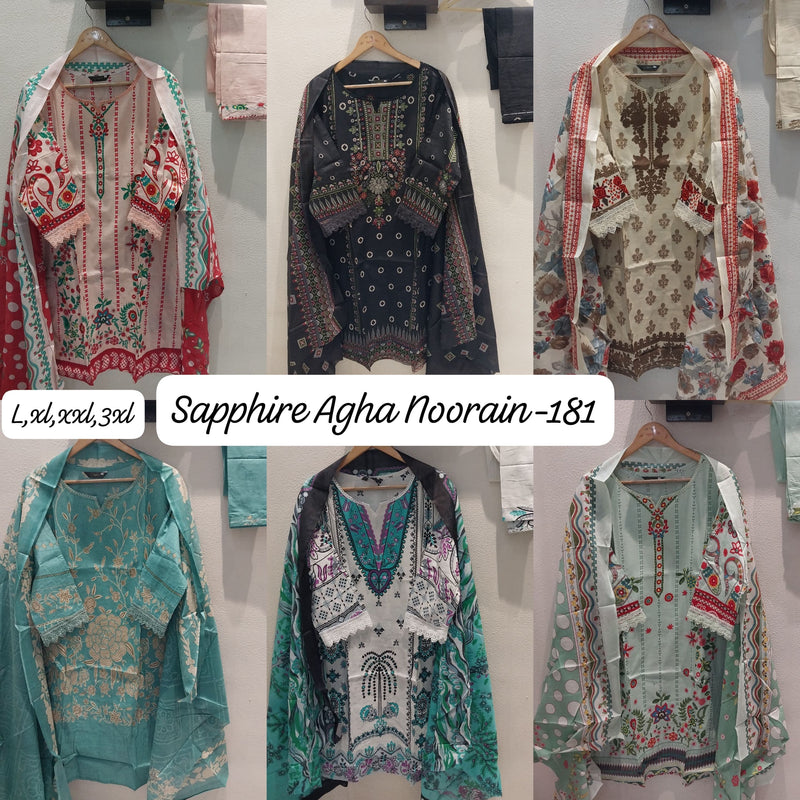 Sapphire Agha Noorain N 181 Pure Lawn Printed Fancy Pret Kurti