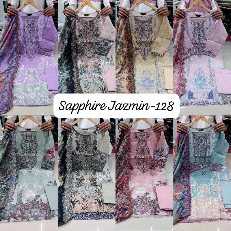 Sapphire Jazmin Vol 128 Lawn Cotton Embroidered Ready To Wear Pret Kurti
