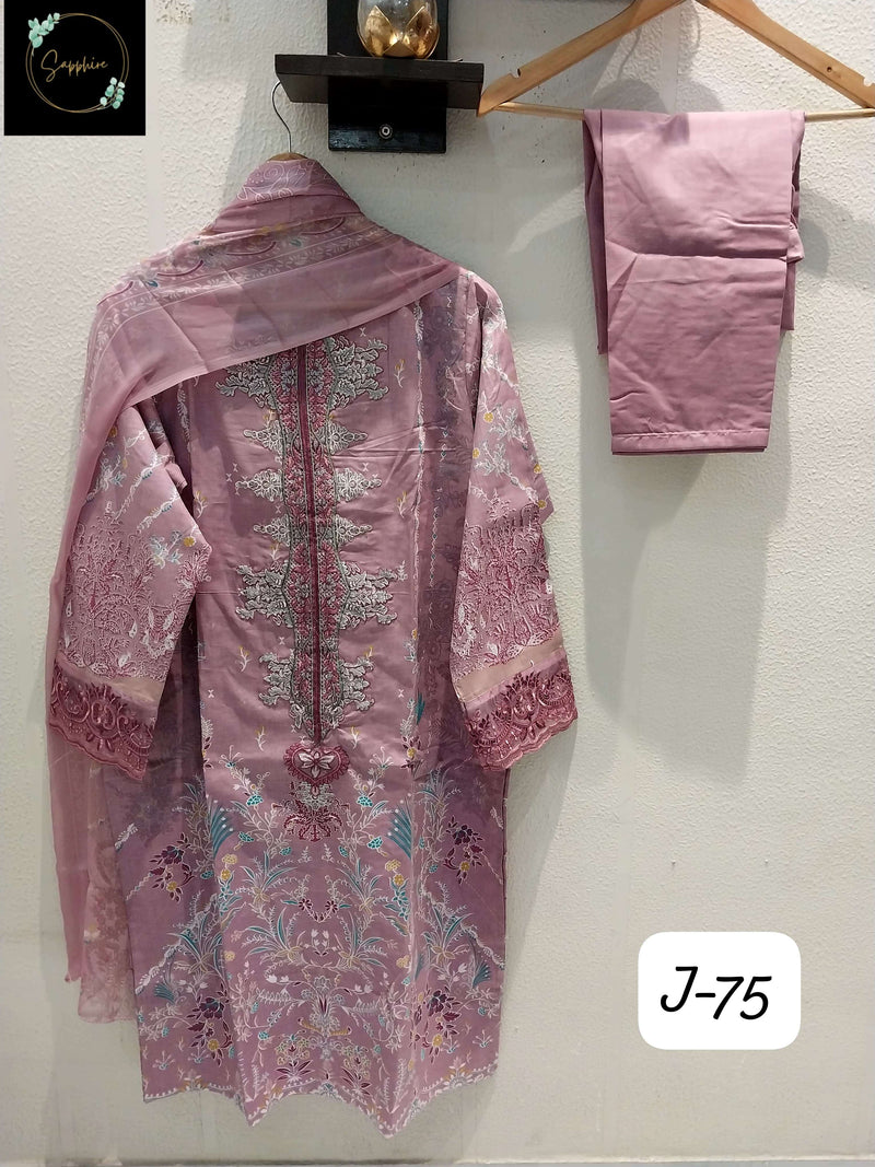 Sapphire Jazmin Vol 75 Lawn Cotton With Patch Work Designer Pret Kurti