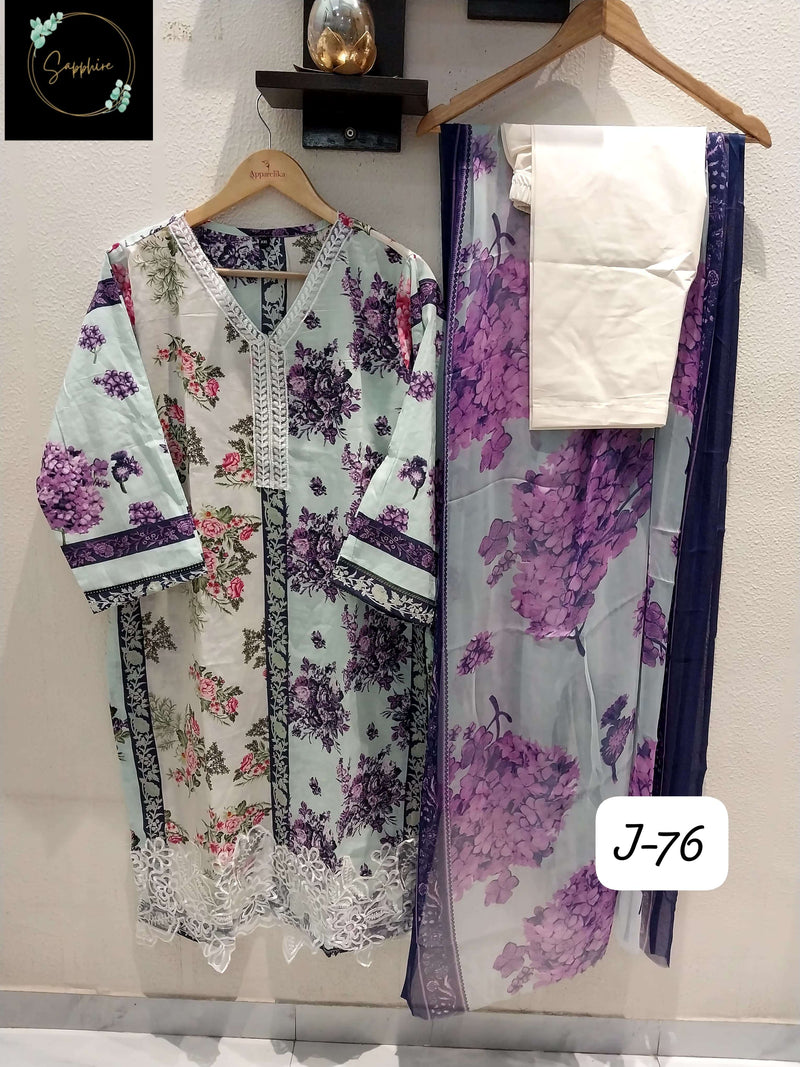Sapphire Jazmin Vol 76 Lawn Cotton Self Embroidered Readymade Pret Kurti